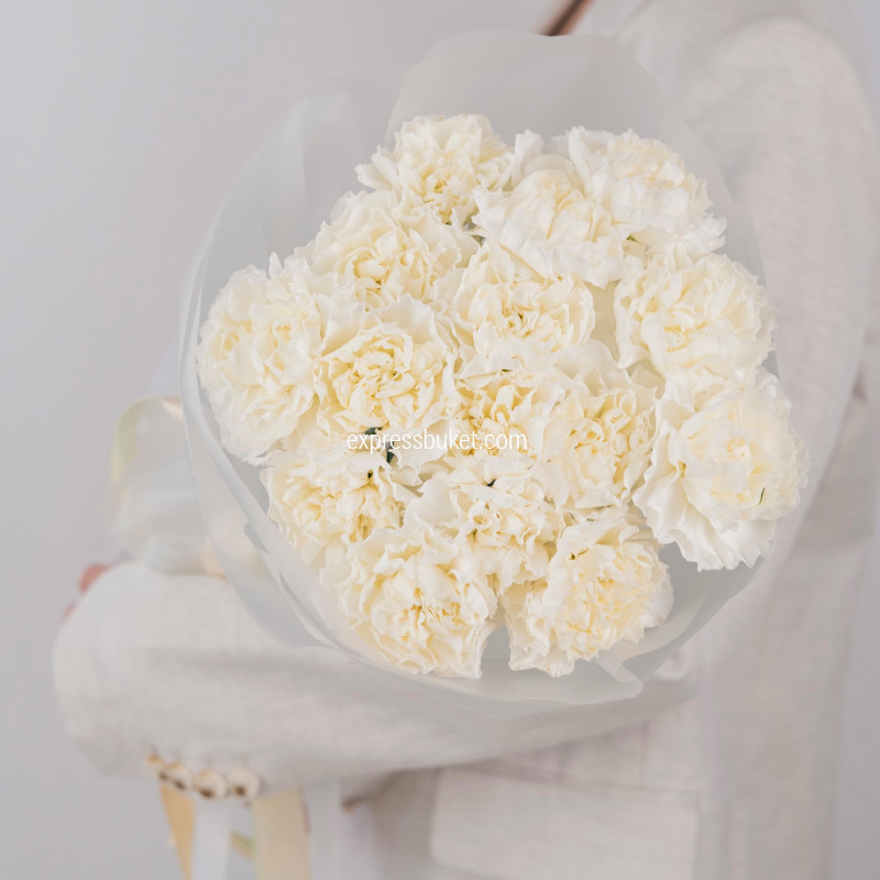 Букет из 15 белых диантусов